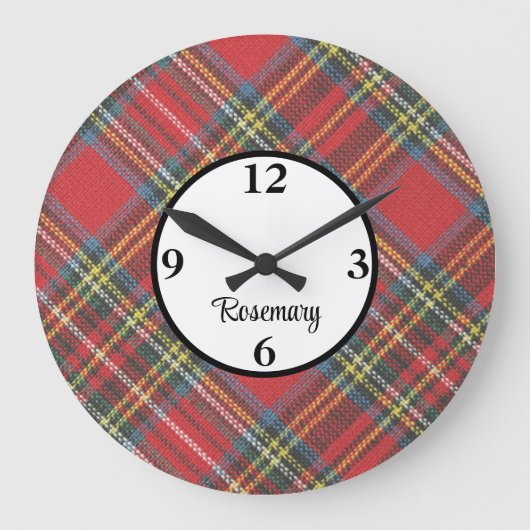 Grande Horloge Ronde Nom, Tartan écossais 10,75 po Cadre Acrylique (Recto)