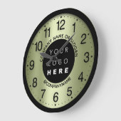 Grande Horloge Ronde Nom vert du logo de l'entreprise Slogan (Angle)