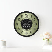 Grande Horloge Ronde Nom vert du logo de l'entreprise Slogan (Maison)