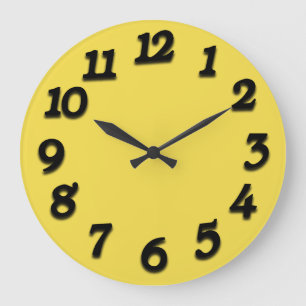 Grande Horloge Ronde Nombre Arabe minimal Classic noir Yellow