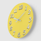 Grande Horloge Ronde Nombre minimal gris gris gris jaune canari élégant (Angle)