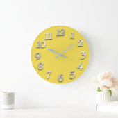 Grande Horloge Ronde Nombre minimal gris gris gris jaune canari élégant (Maison)