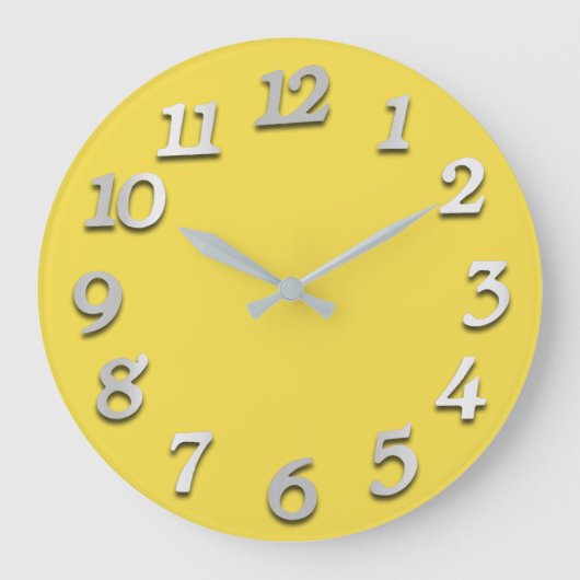 Grande Horloge Ronde Nombre minimal gris gris gris jaune canari élégant (Recto)