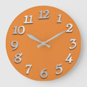Grande Horloge Ronde Nombre minimal Gris Gris Orange Élégant Pêche (Recto)