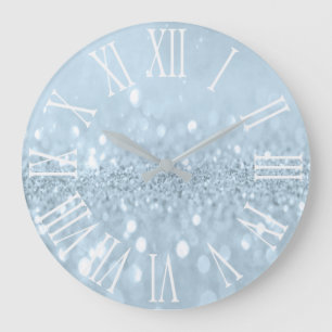 Grande Horloge Ronde Nombre romain argenté métallique gris de parties