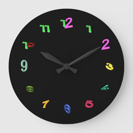 Grande Horloge Ronde Nombres colorés inclinés (Recto)