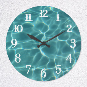 Grande Horloge Ronde Nombres de Splash blanc Piscine