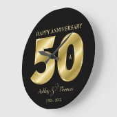 Grande Horloge Ronde Nombres Dorés Brillants (Angle)