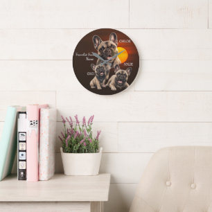 Grande Horloge Ronde Noms de famille personnalisés de Bouledogue França