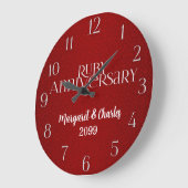 Grande Horloge Ronde Noms des 40 ans de mariage rubis (Angle)