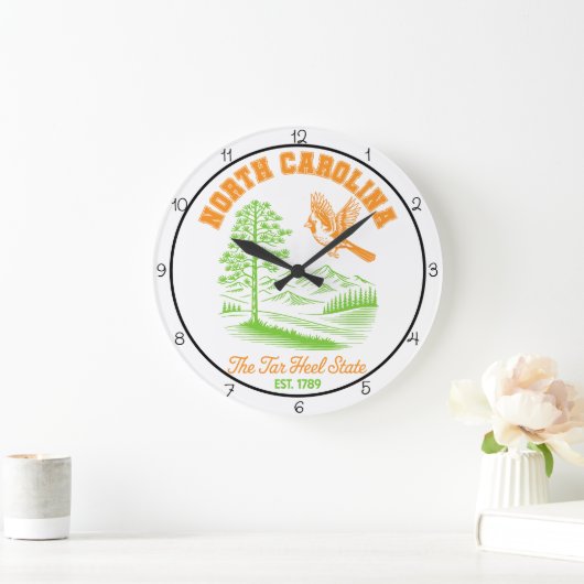 Grande Horloge Ronde North Carolina Tar Heel State Cardinal (Maison)