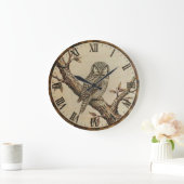 Grande Horloge Ronde Northern Hawk Owl Wood Clock (Maison)