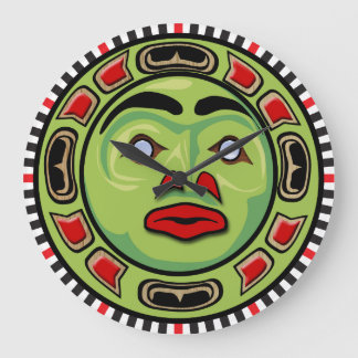 Grande Horloge Ronde Northwest Coast Native American Mask Clock