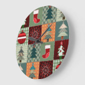 Grande Horloge Ronde Nostalgale Vintage Patchwork Quilt (Angle)