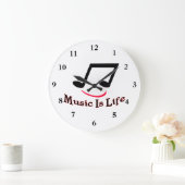 Grande Horloge Ronde Note musicale de Music Is Life (Maison)