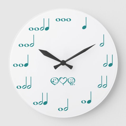 Grande Horloge Ronde Notes musicales - bleu turquoise (Recto)