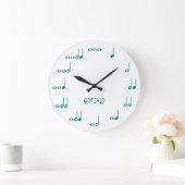 Grande Horloge Ronde Notes musicales - bleu turquoise (Maison)