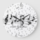 Grande Horloge Ronde Notes musicales de Personnalized (Recto)