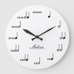Grande Horloge Ronde Notes musicales personnalisées