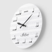 Grande Horloge Ronde Notes musicales personnalisées (Angle)