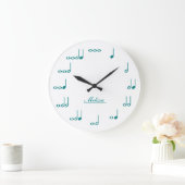 Grande Horloge Ronde Notes musicales personnelles - teal blue (Maison)