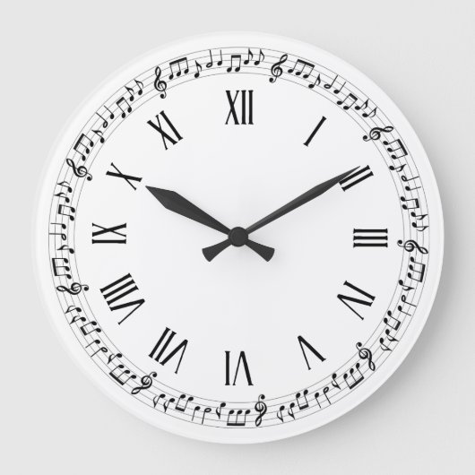 Grande Horloge Ronde Notes musicales simples | Wall Clock (Recto)