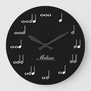 Grande Horloge Ronde Notes personnalisées de musique