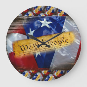 Grande Horloge Ronde Nous Le Peuple Drapeau Américain