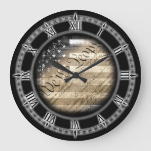 Grande Horloge Ronde Nous l'horloge murale vintage de drapeau américai