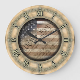 Grande Horloge Ronde Nous l'horloge murale vintage de drapeau américai