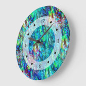 Grande Horloge Ronde Nouvelle-Zélande Abalone Paua Shell Motif 1 (Angle)