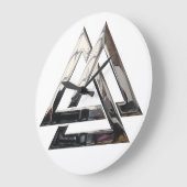 Grande Horloge Ronde Noyer noir - argent (Angle)