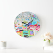 Grande Horloge Ronde Nuages abstraits (Maison)