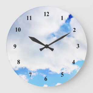 Grande Horloge Ronde Nuages blancs et ciel bleu