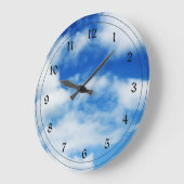 Grande Horloge Ronde Nuages blancs floffants (Angle)
