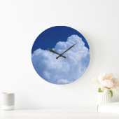 Grande Horloge Ronde Nuages bouffants blancs et ciel bleu (Maison)