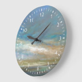 Grande Horloge Ronde Nuages côtiers avec l'océan (Angle)