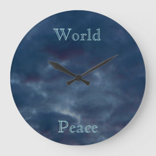 Grande Horloge Ronde Nuages de bleu de paix du monde
