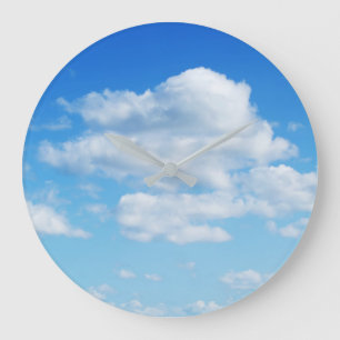 Grande Horloge Ronde Nuages duveteux et ciel bleu