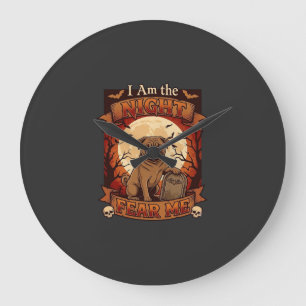 Grande Horloge Ronde Nuit Américaine M'effraye Halloween Pug Lune Tomba