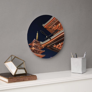 Grande Horloge Ronde Nuit de Kaminarimon à Tokyo Japon