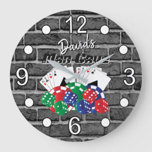 Grande Horloge Ronde Nuit de poker à la Grotte de l'Homme sur brique