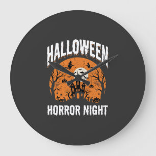 Grande Horloge Ronde Nuit d'Horreur d'Halloween Château Hanté Vintage