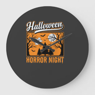 Grande Horloge Ronde Nuit d'horreur d'Halloween Forêt Fantôme Rétro
