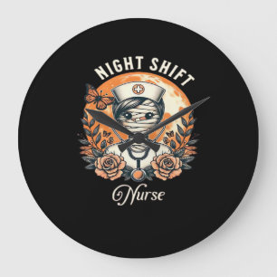Grande Horloge Ronde Nuit Shift Nurse maman Halloween Healthcare Flora