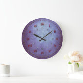 Grande Horloge Ronde Numéro de Rich Blue Purple Grunge (Maison)