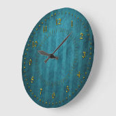 Grande Horloge Ronde Numéro de stripped teal stripped (Angle)