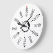 Grande Horloge Ronde Numéros binaires (Angle)