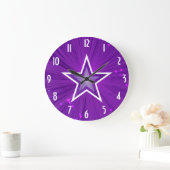 Grande Horloge Ronde 'Numéros' de l'étoile violette (Maison)