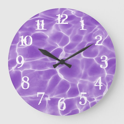 Grande Horloge Ronde Numéros De Plâtre Blanc Piscine Violette (Recto)